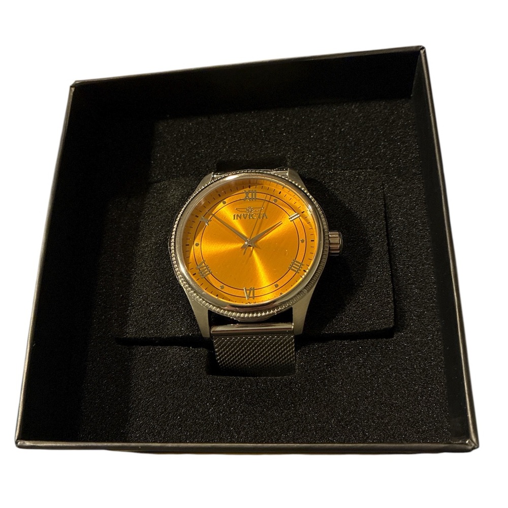Invicta 48481 Celestial men’s watch 43mm stainless steel mesh band yellow brass